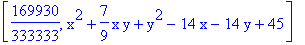 [169930/333333, x^2+7/9*x*y+y^2-14*x-14*y+45]